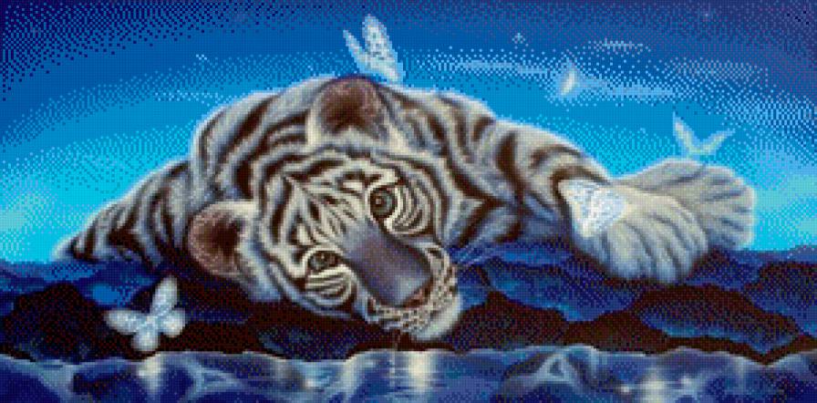 Картины Кентаро Нишино - вода, насекомые, ночь, тигр, природа, бабочка - предпросмотр