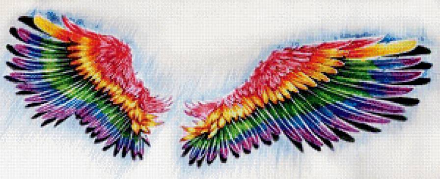 крылья мечты - перо, радуга, сказка, живопись, фэнтези, рисунок - предпросмотр