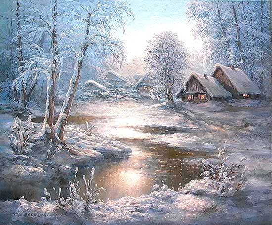 Зима - деревня, зима, лес - оригинал