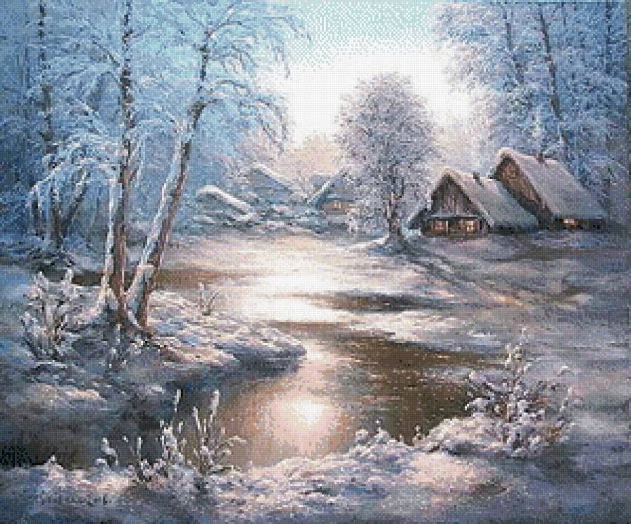 Зима - зима, деревня, лес - предпросмотр