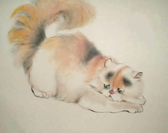 Котэ_3 - животные, кошки, японская живопись - оригинал