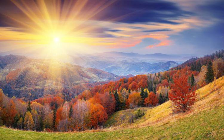 Осень - горы, природа, осень, восход - оригинал