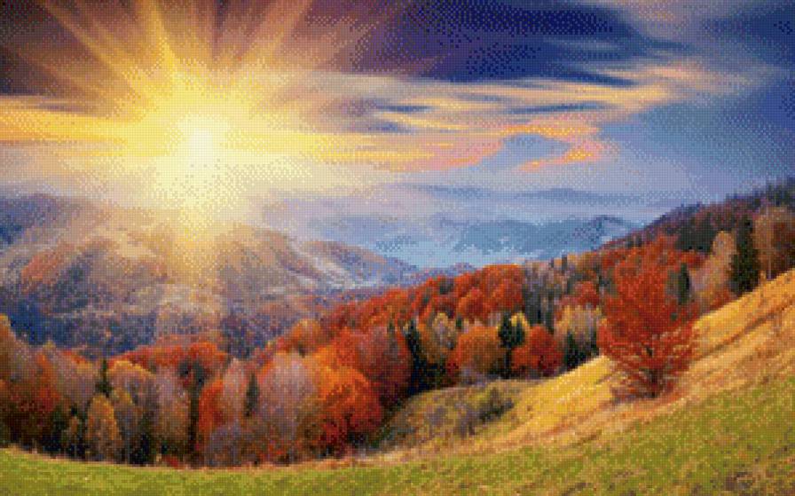 Осень - природа, горы, восход, осень - предпросмотр