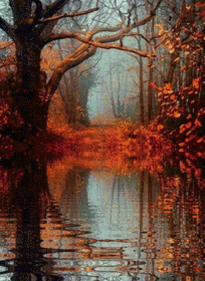 Осенний лес - осень, пруд, листья, лес - предпросмотр