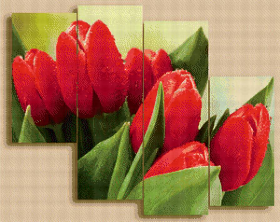 полиптих "красные тюльпаны" - предпросмотр