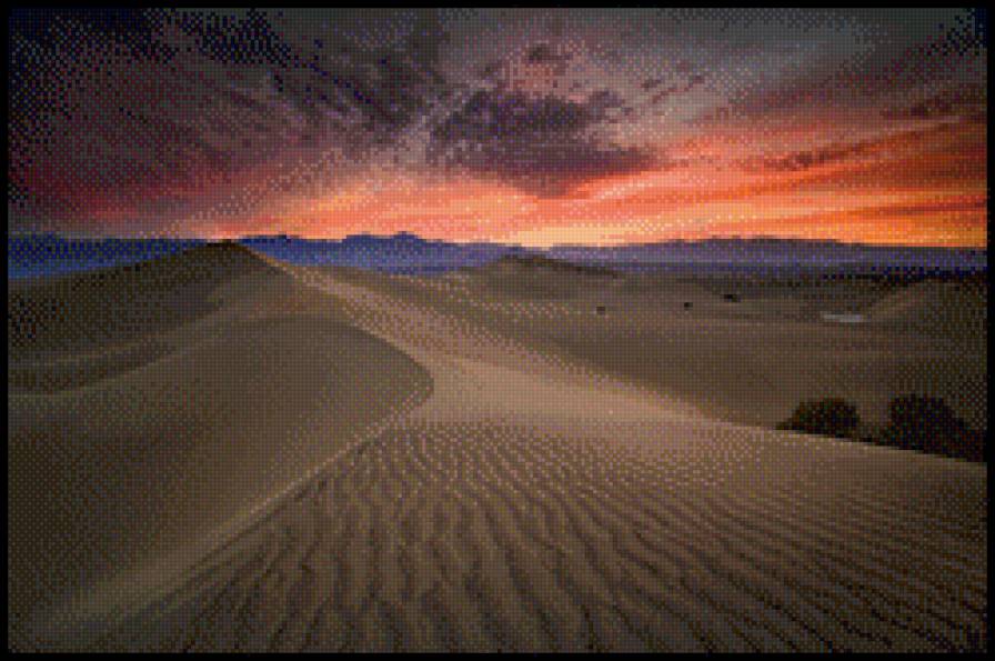 Закат в пустыне - пустыня, природа, пейзаж, закат - предпросмотр