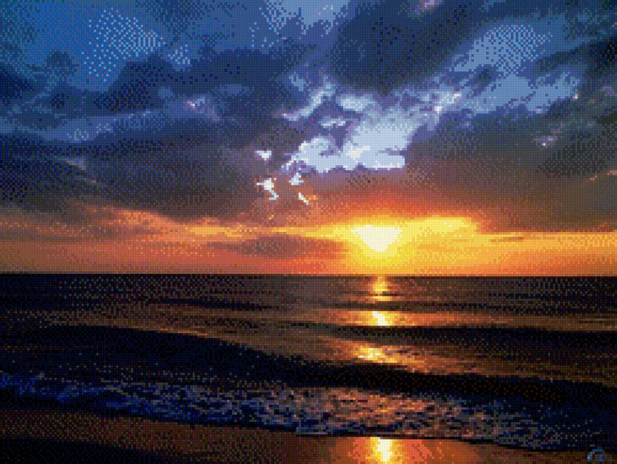 Морской закат - пейзаж, закат, природа, море - предпросмотр