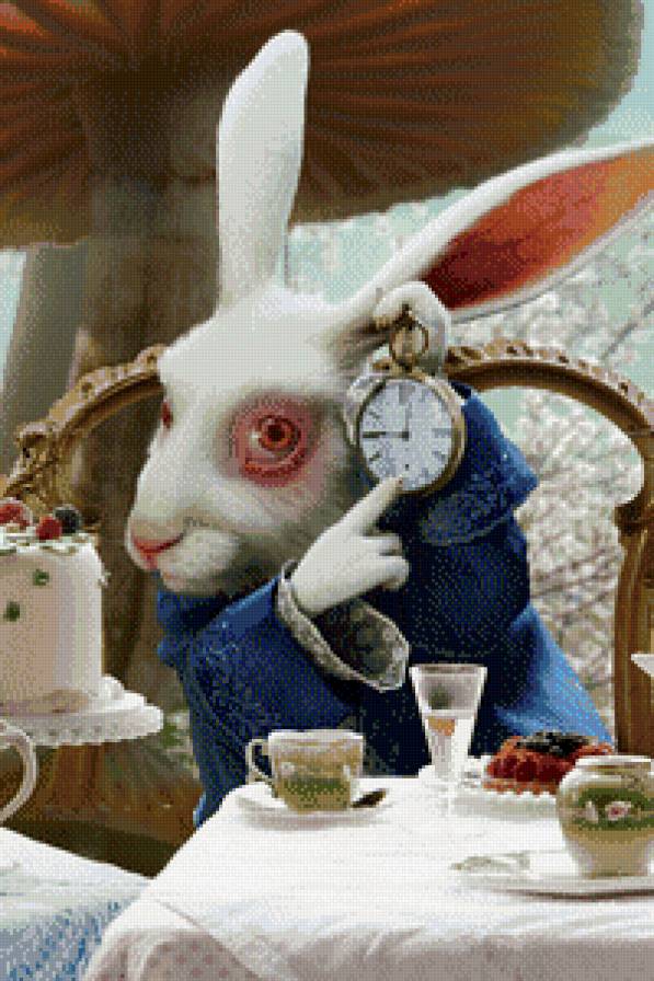 Время чаепития, господа. - натюрморт, цветы, сказки, кот, заяц, чай - предпросмотр