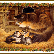 Оригинал схемы вышивки «Кошачья семья» (№491339)