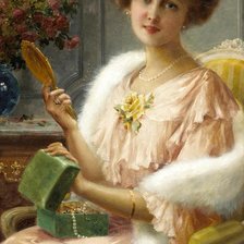 Оригинал схемы вышивки «Девушка с зеркалом» (№491366)