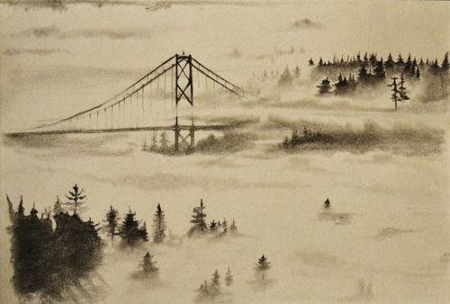 Туман - туман, мост, монохром - оригинал