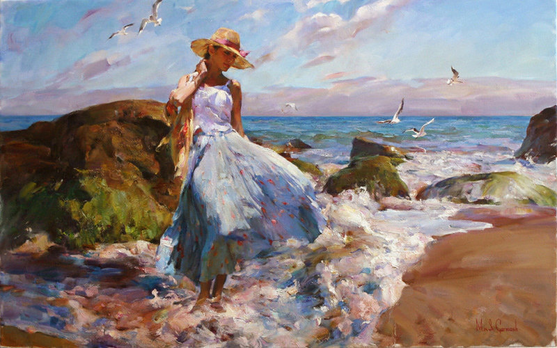 девушка и море - море, девушка, красота, природа, пейзаж - оригинал