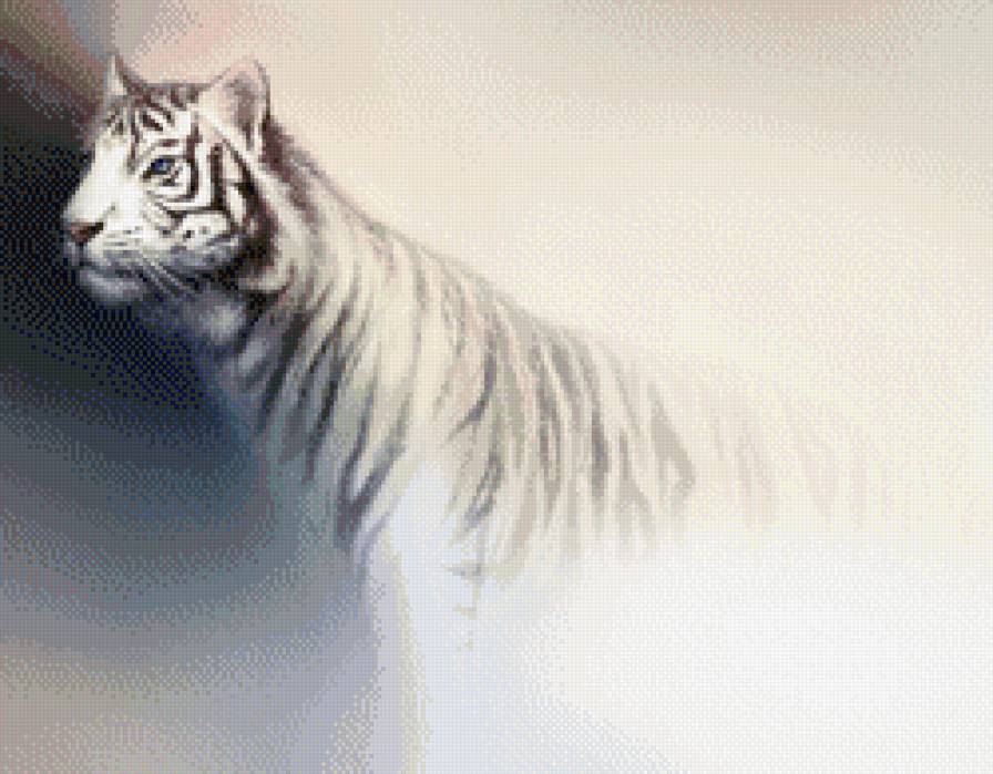 Тигр в тумане - живопись, тигр - предпросмотр