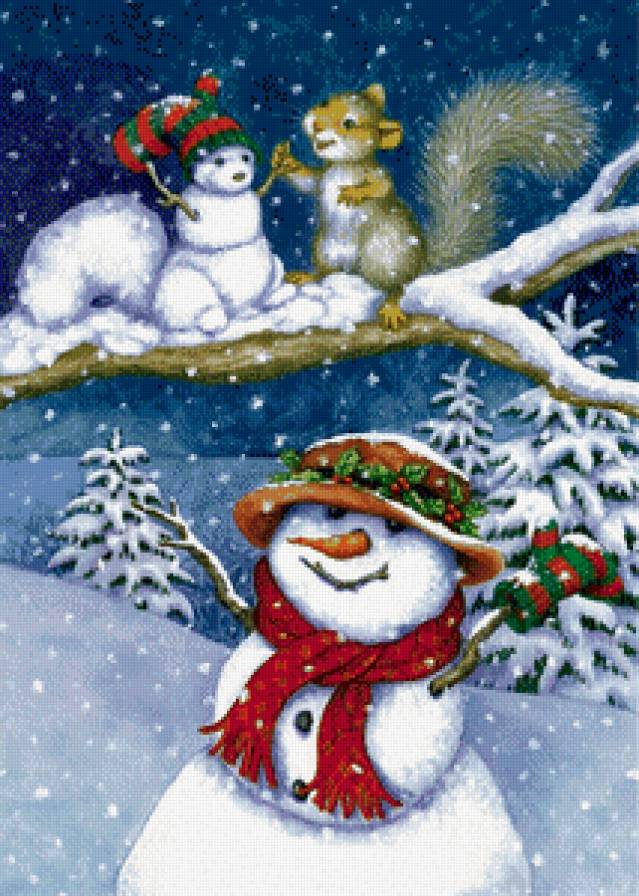 Снеговик - зима, новый год, рождество - предпросмотр