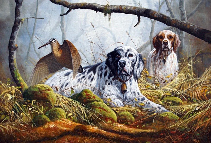 №494257 - картина, собаки, животные - оригинал