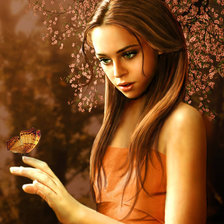 Оригинал схемы вышивки «Девушка с бабочкой» (№494579)