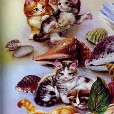 Оригинал схемы вышивки «котята у моря часть 1» (№495652)