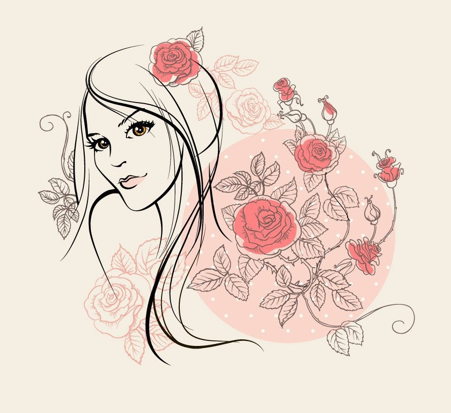 Монохром - розы, цветы, девушка - оригинал