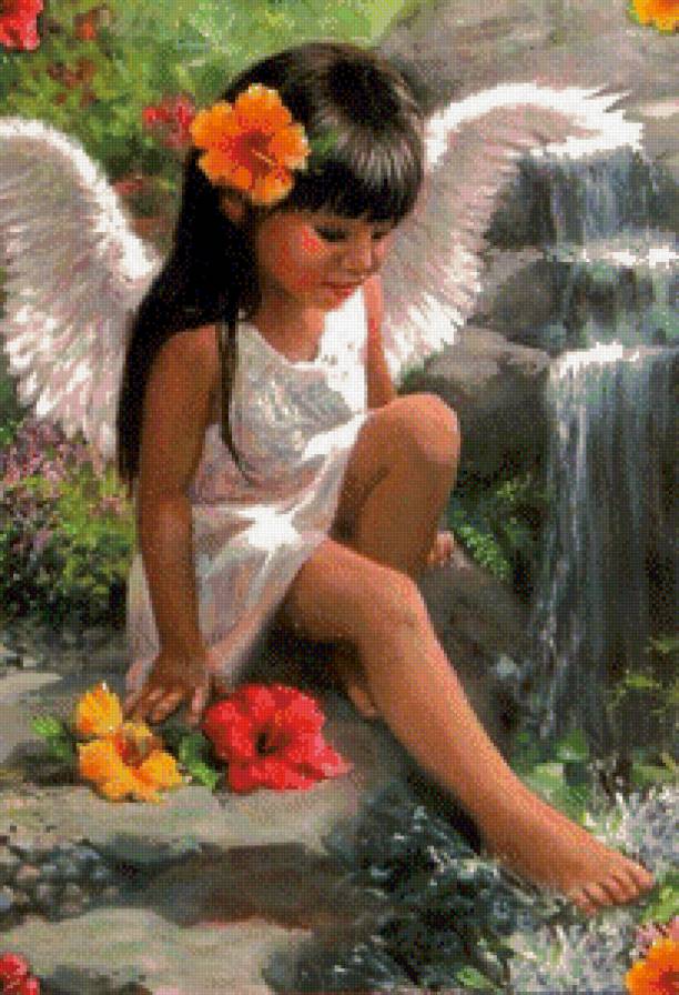 Серия "Ангелы" - ангелы, девочка, цветы, дети, лето - предпросмотр