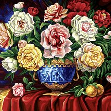 Оригинал схемы вышивки «Розы в вазе» (№496519)