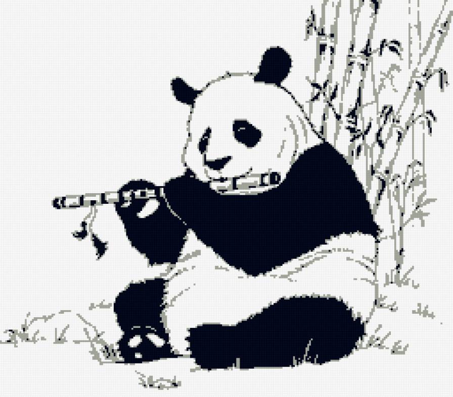 Панда - монохром, животные, панда - предпросмотр