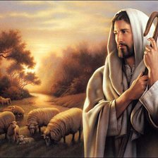 Оригинал схемы вышивки «Ісус з вівцями» (№498823)