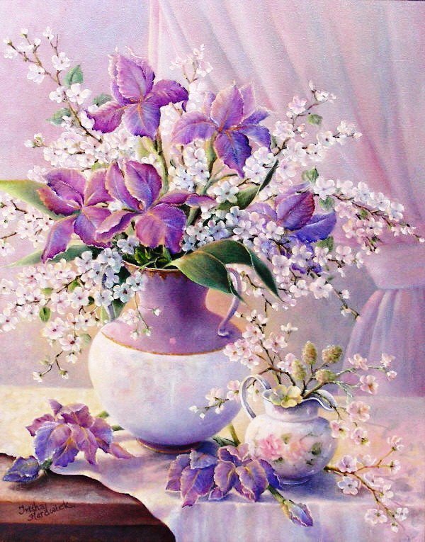 Фиолетовый букет - букет, ваза, цветы - оригинал