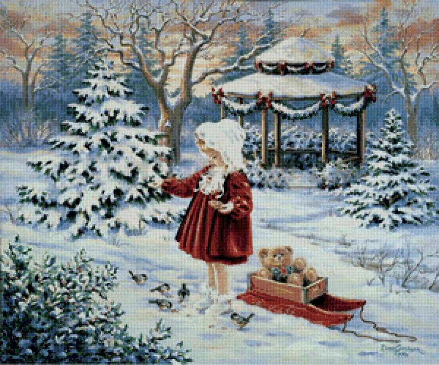 Серия "Очаровашки" - пейзаж, девочка, зима, дети, снег - предпросмотр