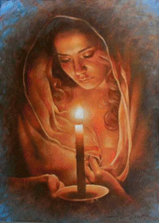 Молитва у Свечи - молитва, девушка, картина, свечь, религия - предпросмотр