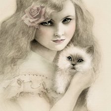 Девочка с котенком