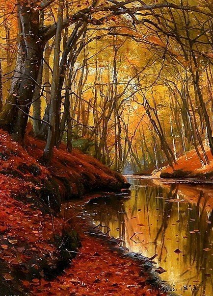 В осеннем лесу - река, лес, осень - оригинал
