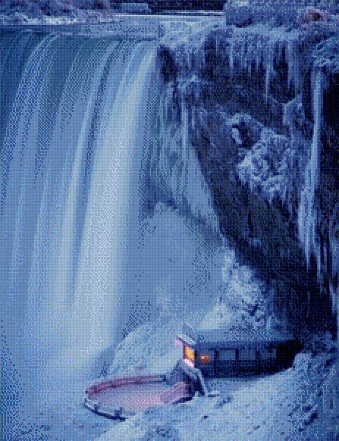 Зимний водопад - снег, водопад, зима - предпросмотр