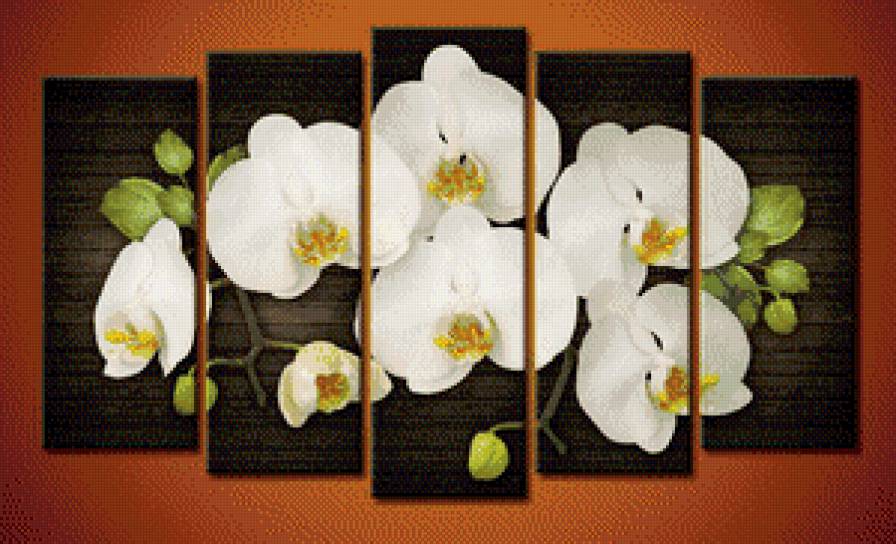 полиптих "орхидеи" - полиптих, цветы, орхидеи - предпросмотр