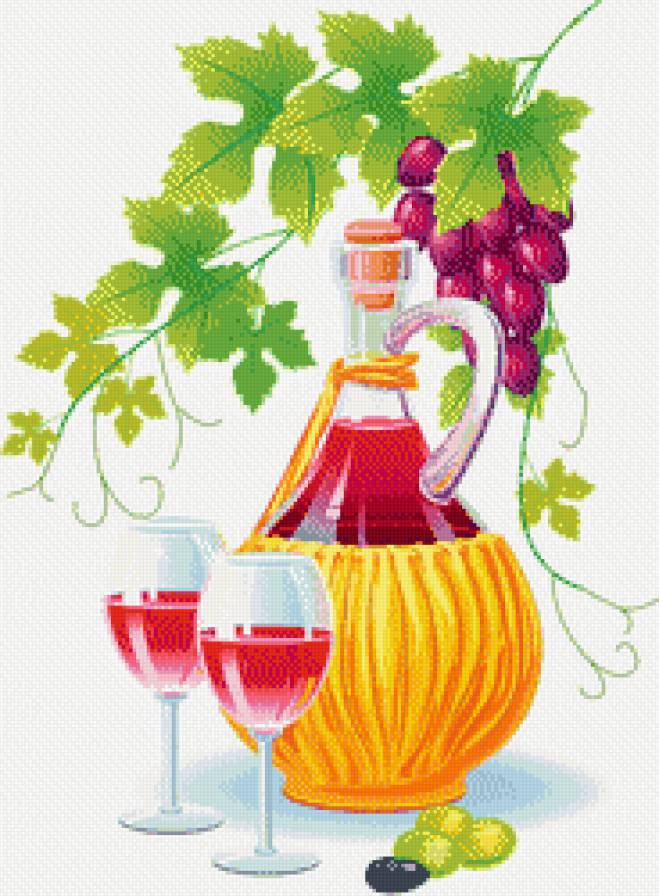 Натюрморт - вино, фрукты, бокал вина, натюрморт - предпросмотр