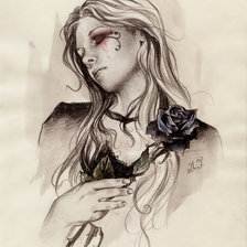 Оригинал схемы вышивки «Черная роза» (№501536)