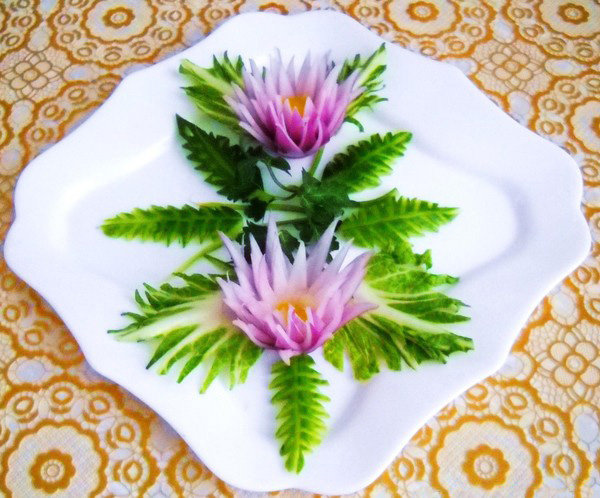 тарелка с цветами - красота, панно, цветы, кувшинки - оригинал