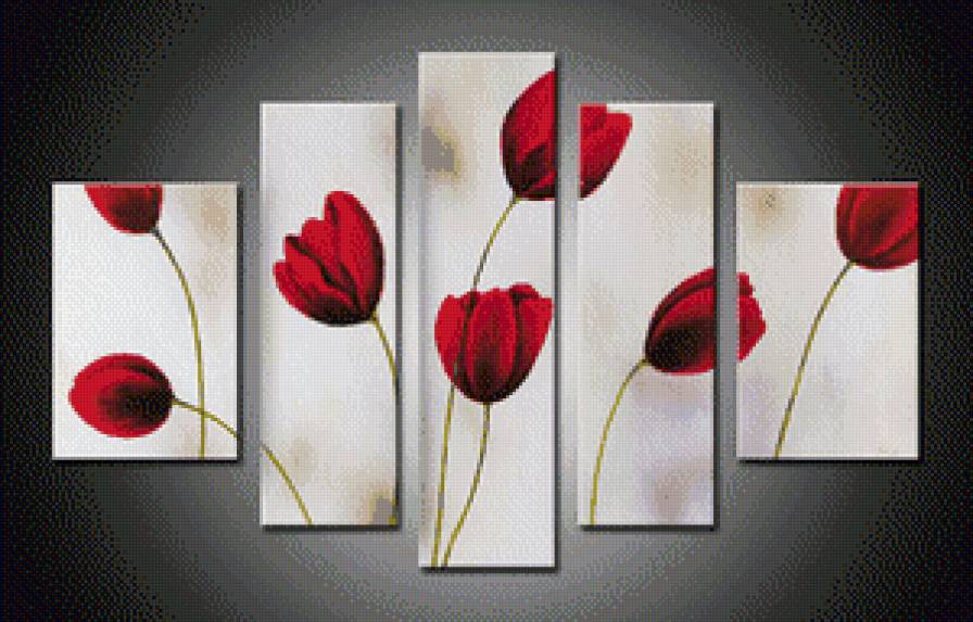 полиптих цветы - тюльпаны, красота, триптих, цветы - предпросмотр