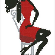 Оригинал схемы вышивки «девушка на стуле» (№503345)