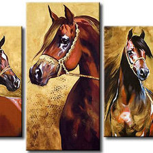 Оригинал схемы вышивки «триптих кони» (№503348)