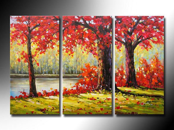 триптих осень - природа, деревья, триптих - оригинал