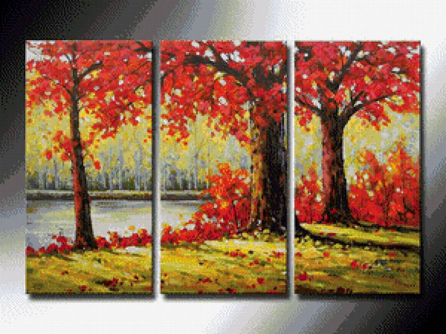 триптих осень - природа, триптих, деревья - предпросмотр