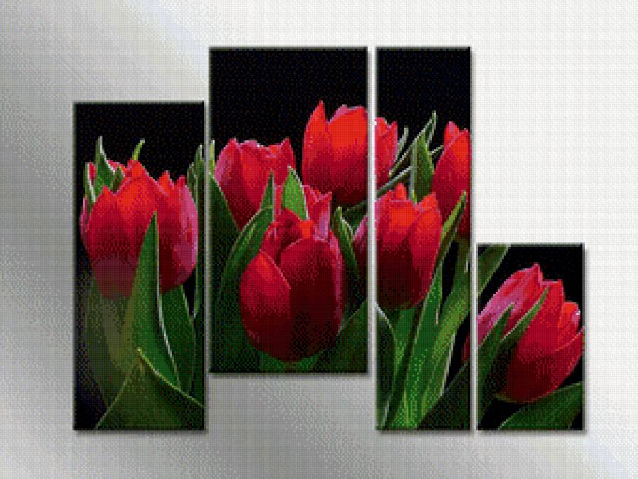 триптих тюльпаны - тюльпаны, цветы - предпросмотр