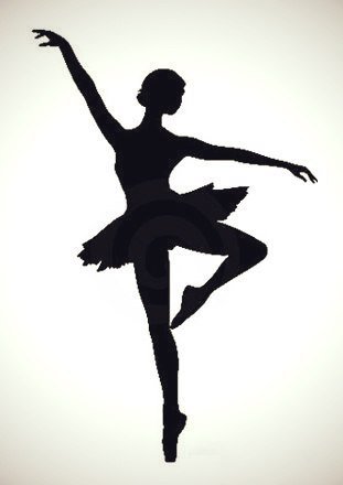 Балерина - силуэт, черно-белое - оригинал