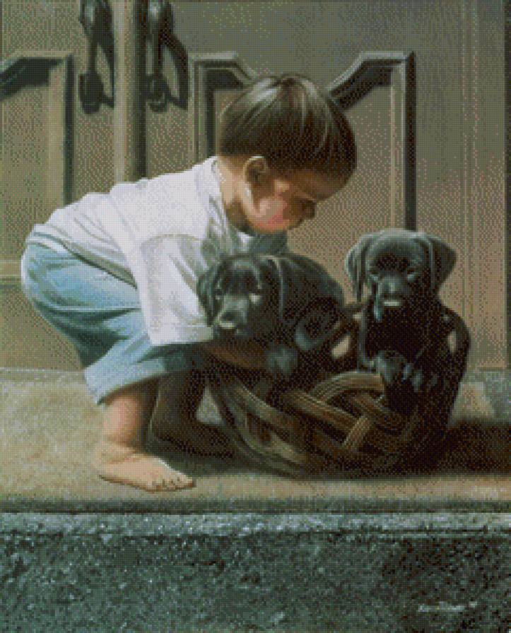 Серия "Очаровашки" - щенки, дети, животные, собаки, мальчик - предпросмотр