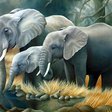 Оригинал схемы вышивки «семейство слонов» (№507061)