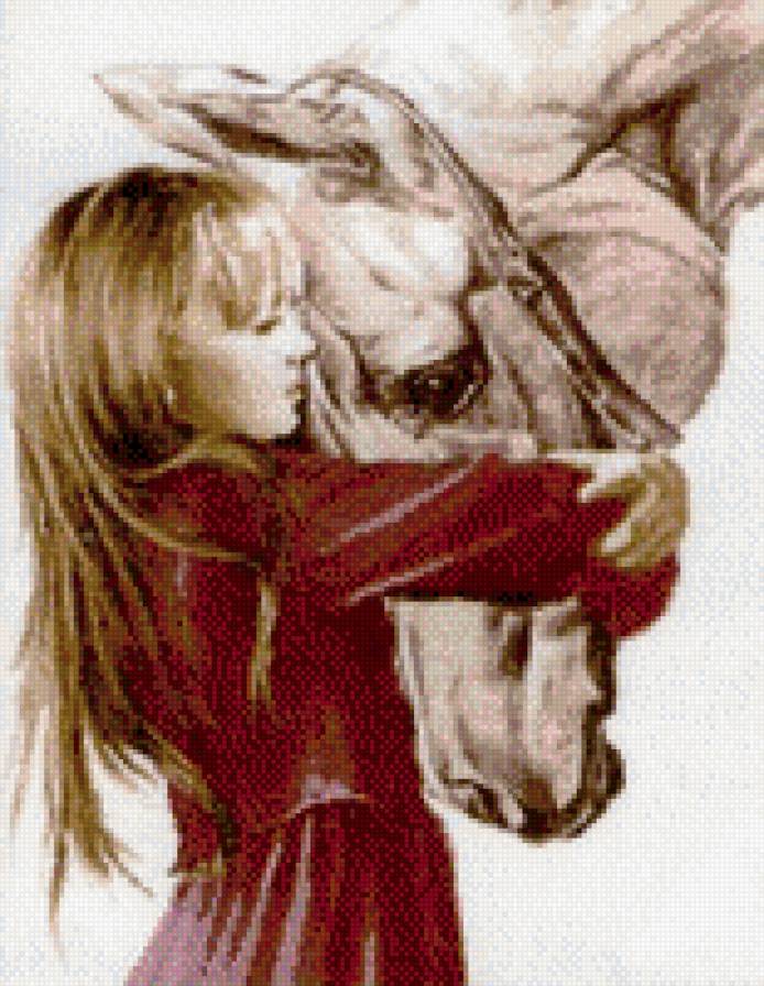 Девочка с лошадью - девочка лошадь вышивка - предпросмотр