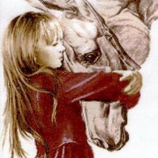 Оригинал схемы вышивки «Девочка с лошадью» (№507214)