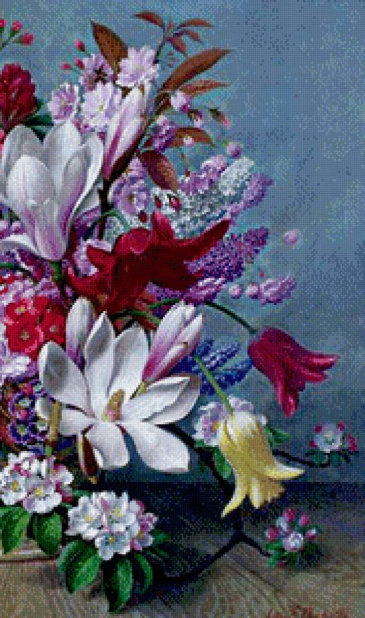 шикарный букет часть 2 - живопись, вишня, яблоня, ваза, камелия, картина, акация, тюльпан, цветы - предпросмотр