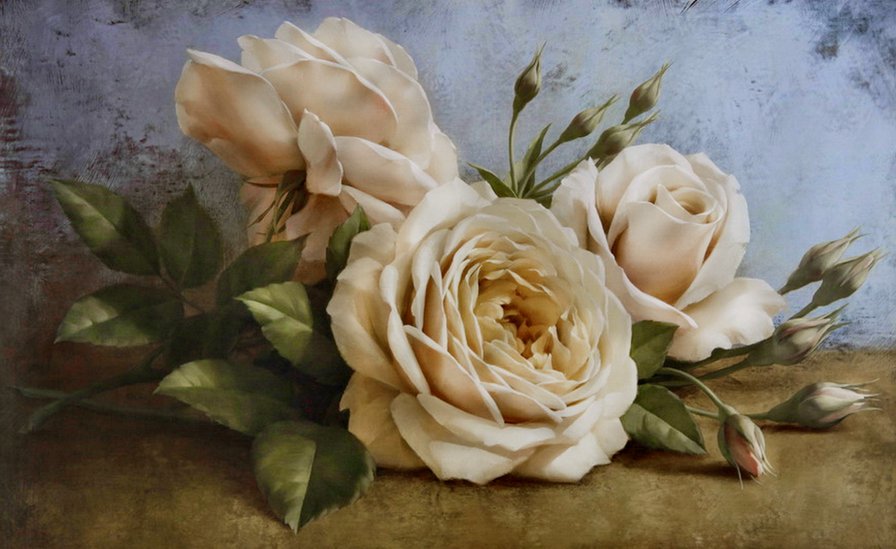розы - роза, цветы, живопись, букет, картина - оригинал
