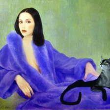 Оригинал схемы вышивки «Женщина с кошкой» (№509161)
